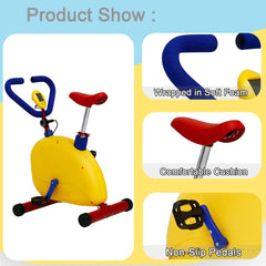 Kids Fitness Exercise Bike Equipment, Childrens Exercise Bike with Adjustable Seat, Kids Stationary Bike Workout Equipment, Gift for Boys Girls