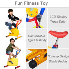 Kids Fitness Exercise Bike Equipment, Childrens Exercise Bike with Adjustable Seat, Kids Stationary Bike Workout Equipment, Gift for Boys Girls