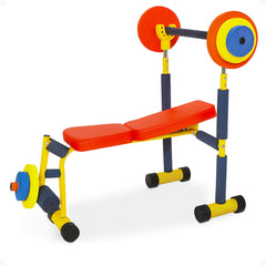 Fitness for Kids Adjustable Weight Bench Press Set w/ Barbell & Foam Weights