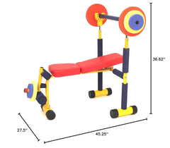 Fitness for Kids Adjustable Weight Bench Press Set w/ Barbell & Foam Weights