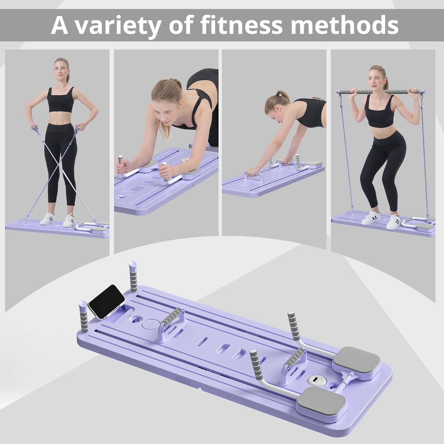 Pilates Board - Pilates Reformer Set, Multi-Purpose Foldable Pilates Reformer Board for Home, 5 in 1 Pilates Sliding Board